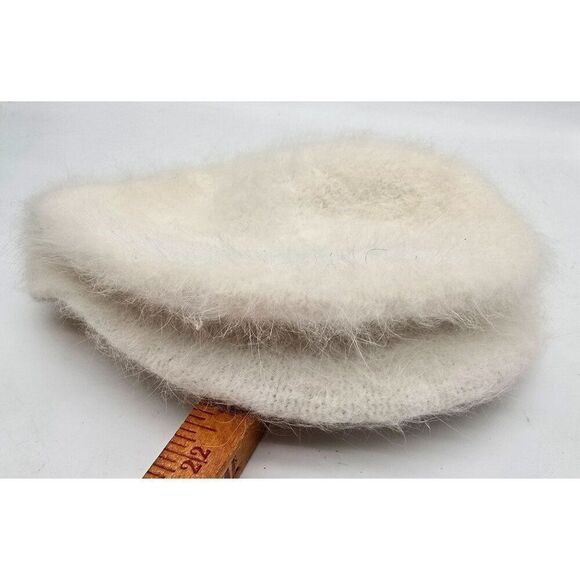 David & Young Angora & Nylon White Beret Hat - Picture 4 of 7